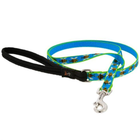 Lupine Microbatch Collection _Blue Bees Padded Handle Leash 1,25 cm width 122 cm - For small dogs