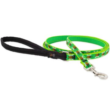   Lupine Microbatch Collection Green Bees Padded Handle Leash 1,25 cm width 183 cm - For small dogs