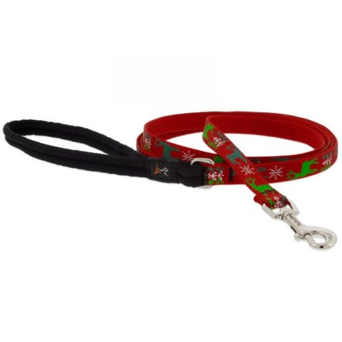 Lupine Original Designs Happy Holidays -Red Padded Handle Leash 1,25 cm width 122 cm - For small dogs