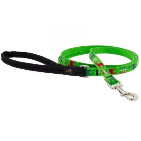 Lupine Original Designs Happy Holidays -Green Padded Handle Leash 1,25 cm width 122 cm - For small dogs