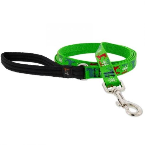Lupine Microbatch Collection Happy Holidays- Green Padded Handle Leash 1,9 cm width 183 cm - For widest range is dog sizes