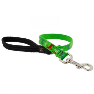   Lupine Microbatch Collection Happy Holidays- Green Padded Handle Leash 1,9 cm width 61 cm - For widest range is dog sizes