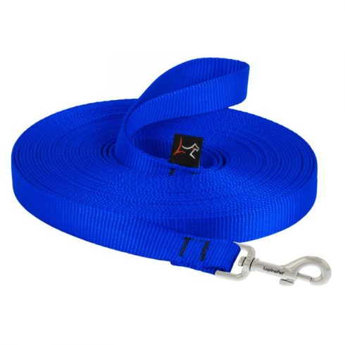 Lupine Basic Solids Blue Extra-Long Training Lead/Leash 1,25 cm width 457 cm lenght  - for Puppy and Small Dogs