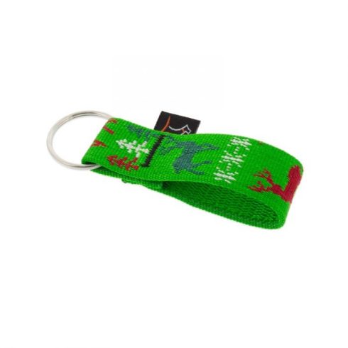 Lupine Split ring Keychain Happy Holidays - Green 2,5 cm wide