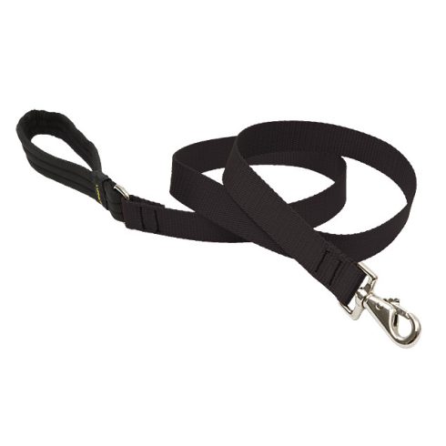 Lupine Basics Solids Black Padded Handle Leash 2,5 cm width 61 cm -  For Medium and Larger Dogs