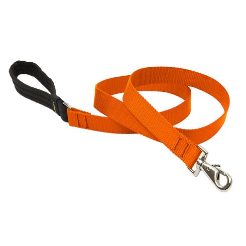 Lupine Basics Solids Blaze Orange Padded Handle Leash 2,5 cm width 61 cm -  For Medium and Larger Dogs