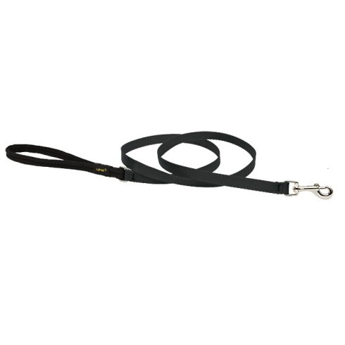 Lupine Basics Solids Black Padded Handle Leash 1,25 cm width 122 cm -  For Small Dogs