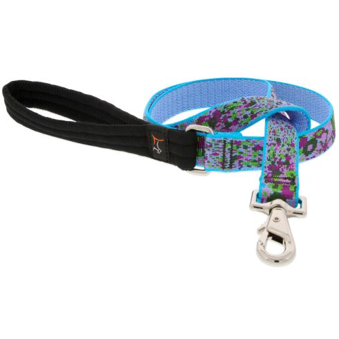 Lupine Microbatch Collection Purple Pansies Padded Handle Leash 2,5 cm width 61 cm - For medium and larger dogs