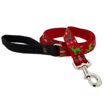   Lupine Microbatch Collection Happy Holidays - Red Padded Handle Leash 2,5 cm width 183 cm - For medium and larger dogs